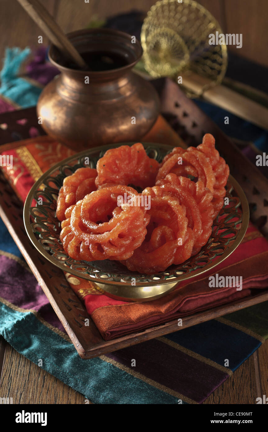 Jalebi Sweet or dessert India Asia Stock Photo