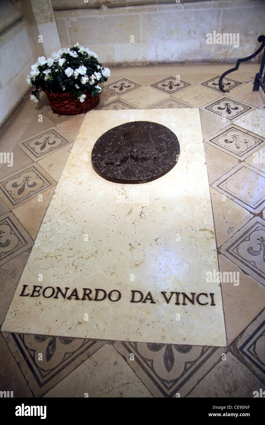 Leonardo da Vinci's Tomb in SaintHubert Chapel Amboise France Stock