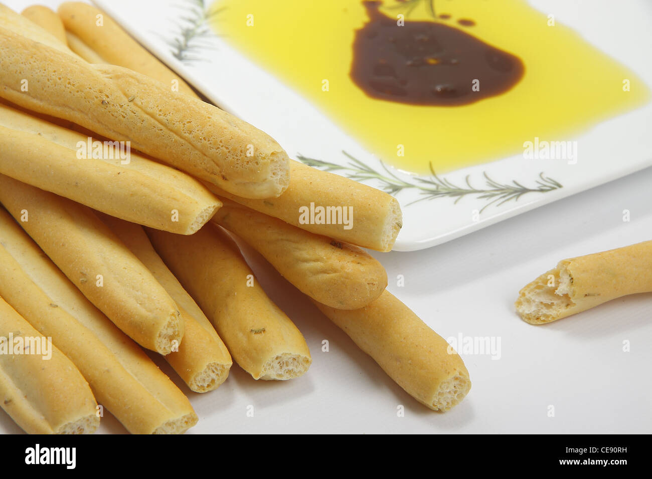 Breadsticks with oil and balsamic vinegar Stock Photo