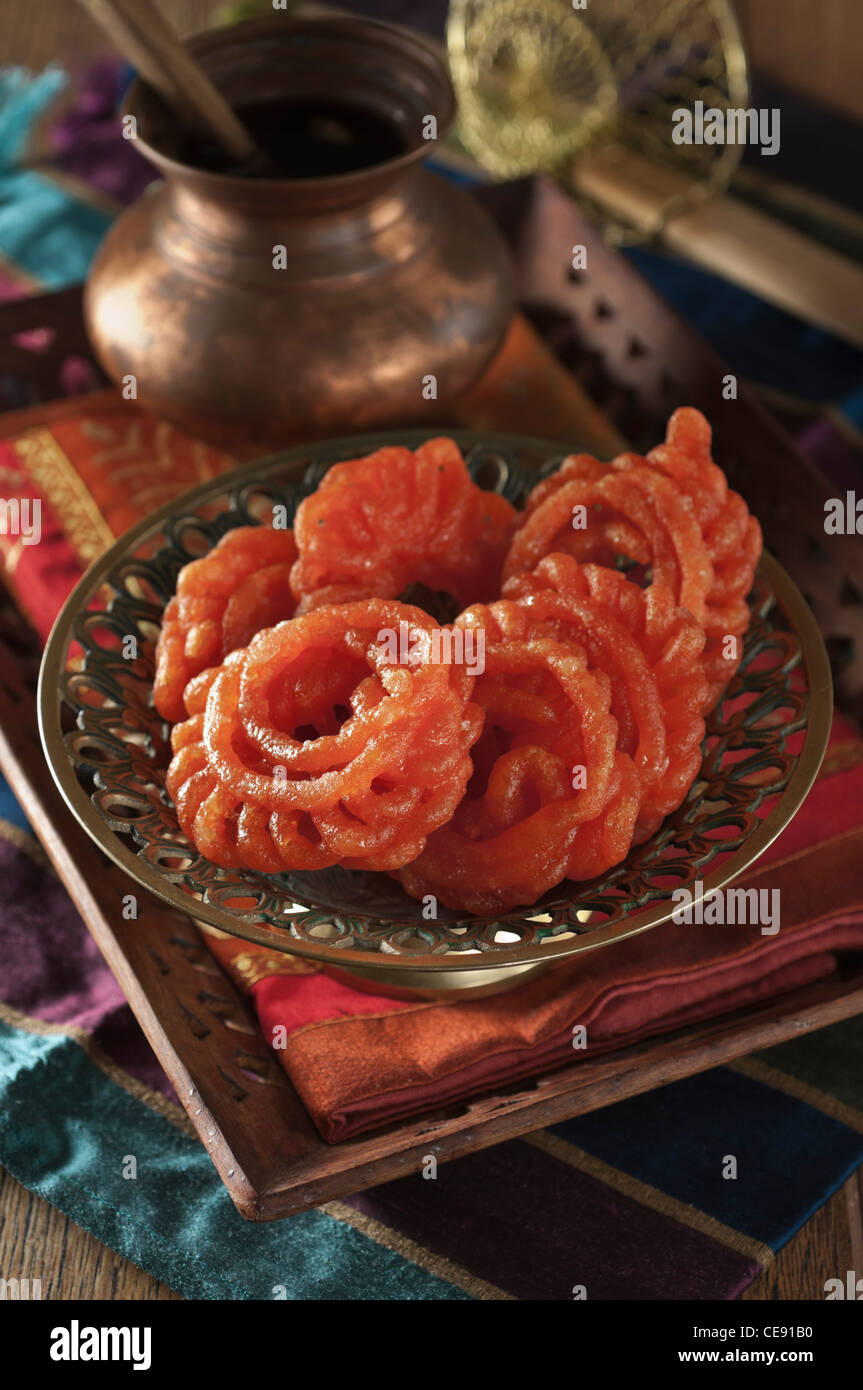 Jalebi Sweet or dessert India Asia Stock Photo