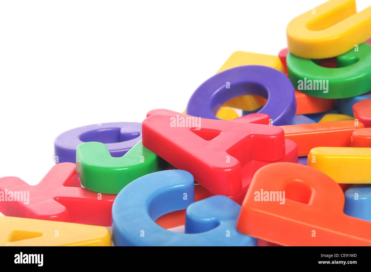 Alphabet with multicolored letters on white background Stock Photo