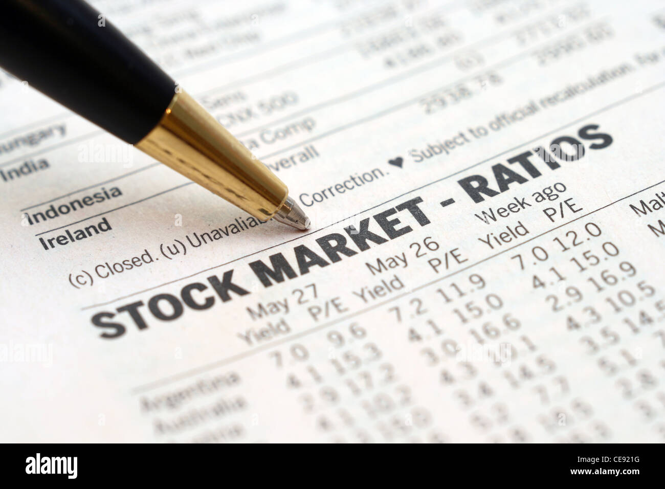 Stock market report Stock Photo Alamy