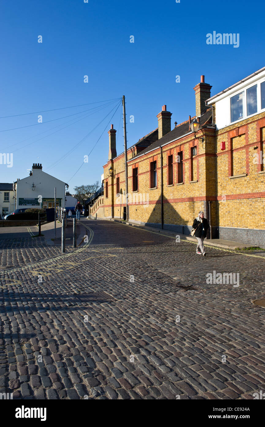 A cobbled road in Leigh on Sea in Essex Stock Photo Alamy