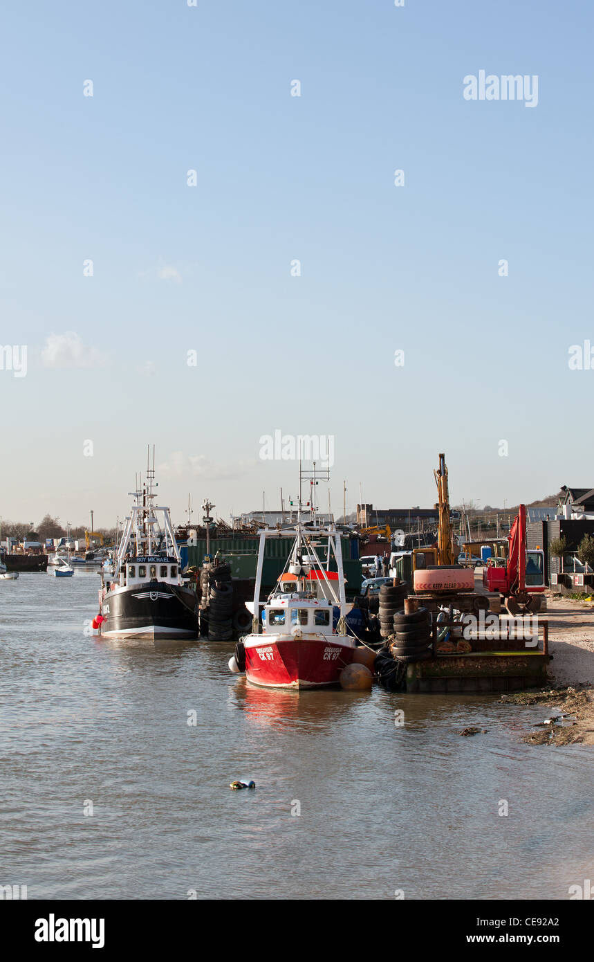 Fishing boats moored at Leigh on Sea Stock Photo