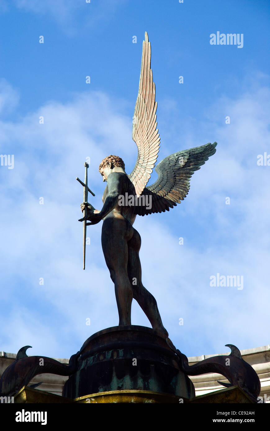 Detail of angel with sword from the Wales National War Memorial, Alexandra Gardens, Cathays Park, Cardiff, South Wales,  UK. Stock Photo