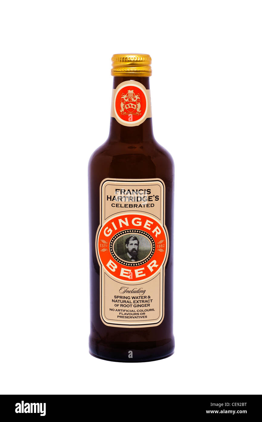 A bottle of Francis Hartridge's ginger beer on a white background Stock Photo