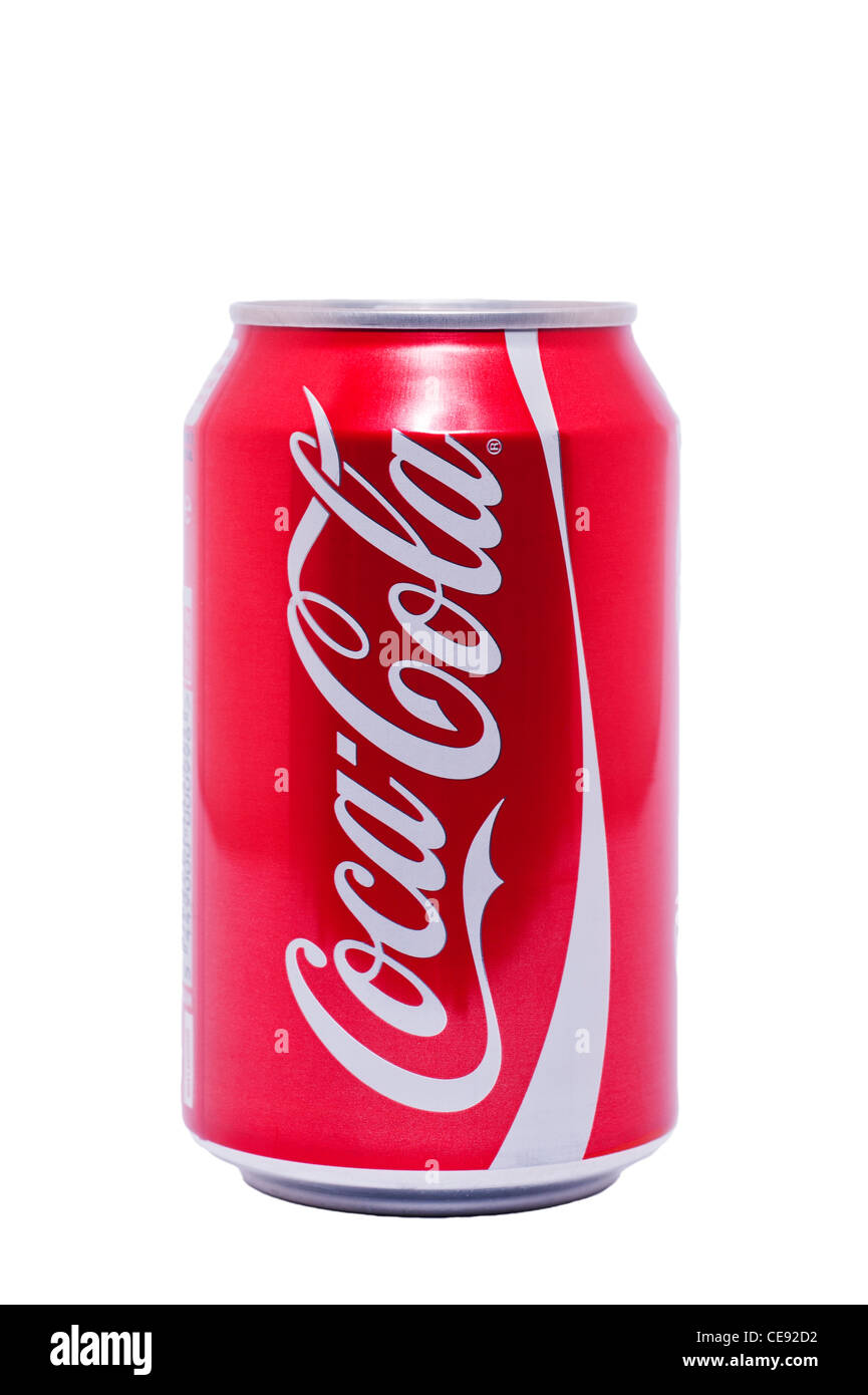 A can of original Coca Cola ( Coke ) on a white background Stock Photo