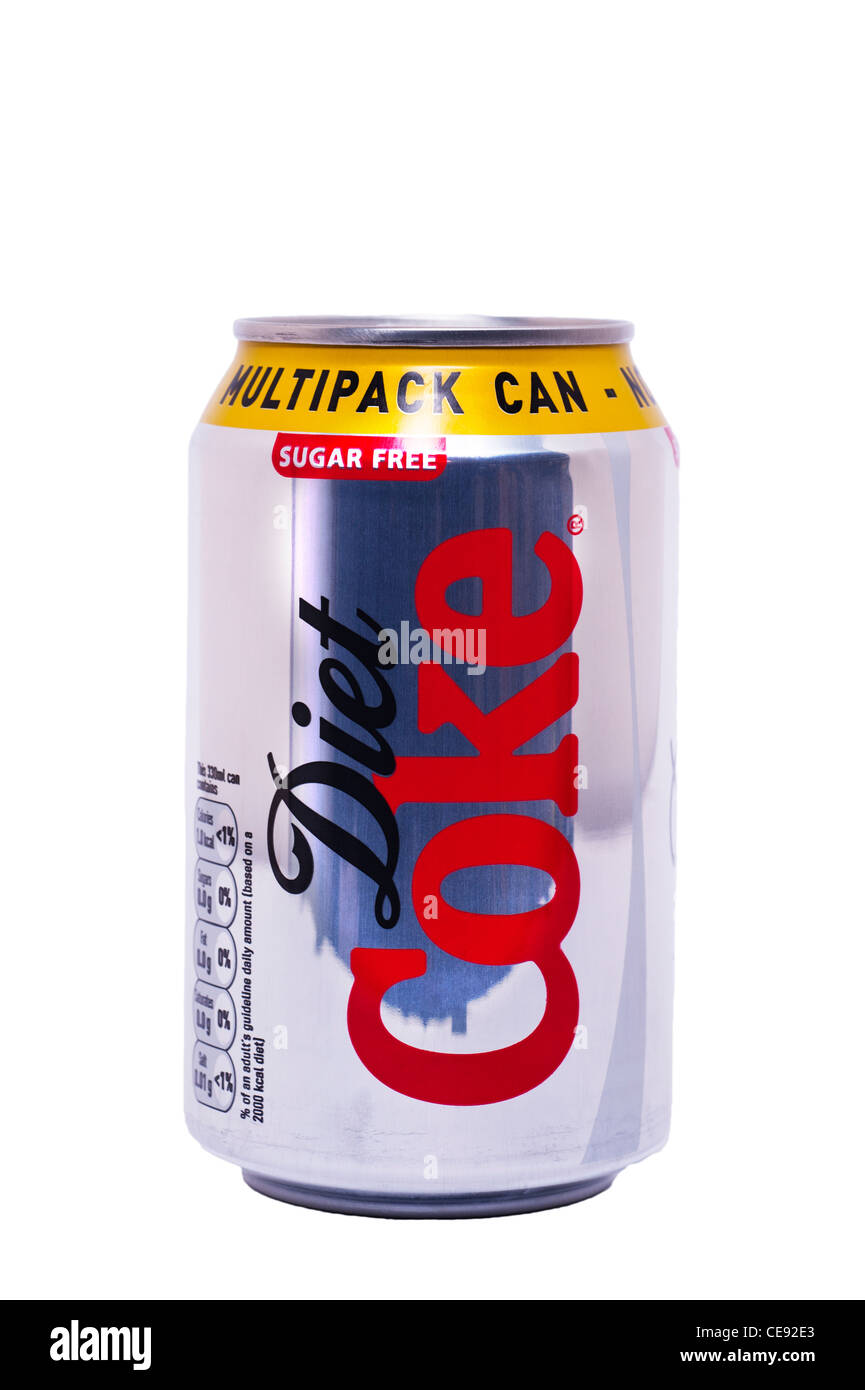 A can of original Diet Coke ( Coca Cola ) from a multipack on a white background Stock Photo