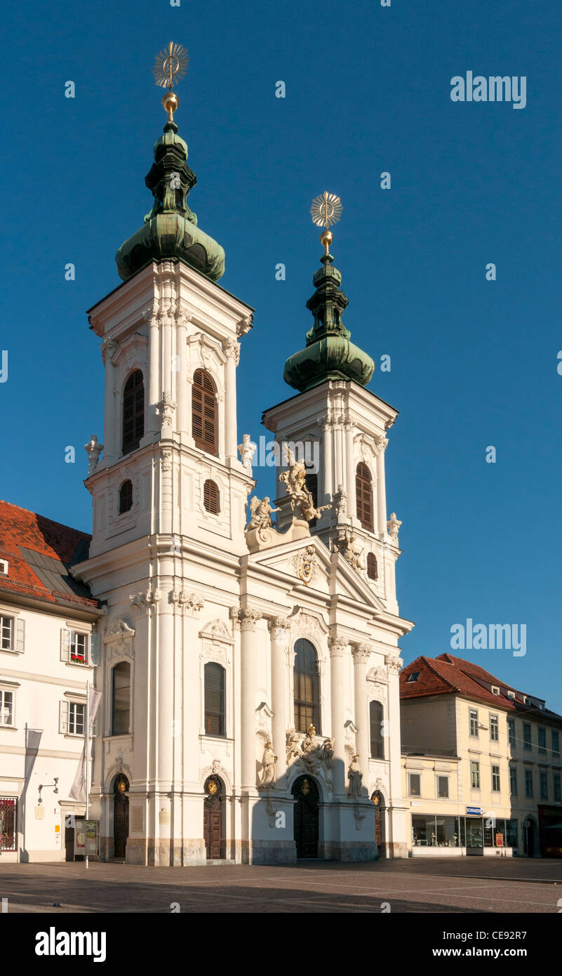 Baroque Mariahilf Convent and Parish Church (Mariahilferkirche) in Graz, Styria (Austria) Stock Photo