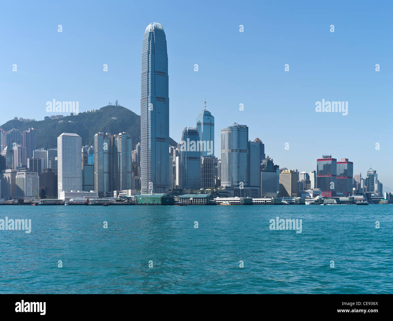 dh Central IFC 2 building HONG KONG HARBOR HONG KONG Central harbour Victoria peak skyline skyscrapers city daytime cityscape from harbour Stock Photo