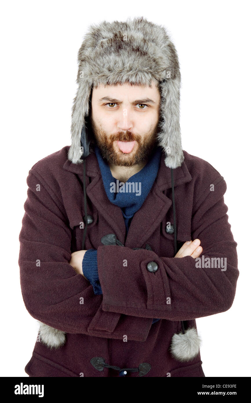 young casual man portrait with a russian hat Stock Photo Alamy