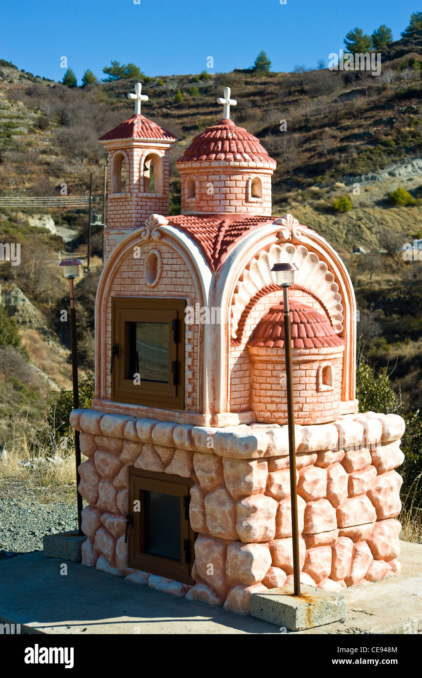 A small Greek Orthodox chapel in Troodos Mountains on Cyprus Stock Photo