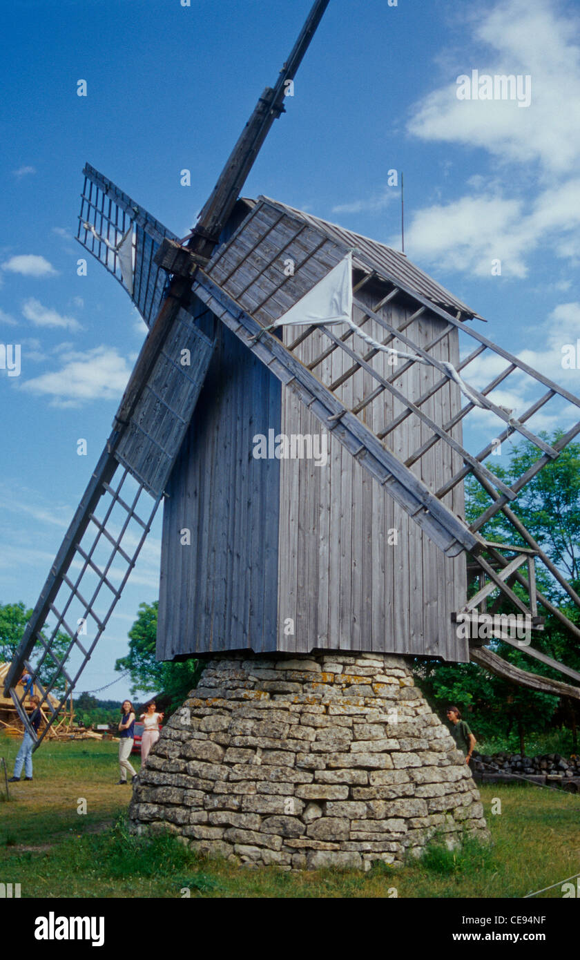Windmill of Eemu on Muhu Island Stock Photo