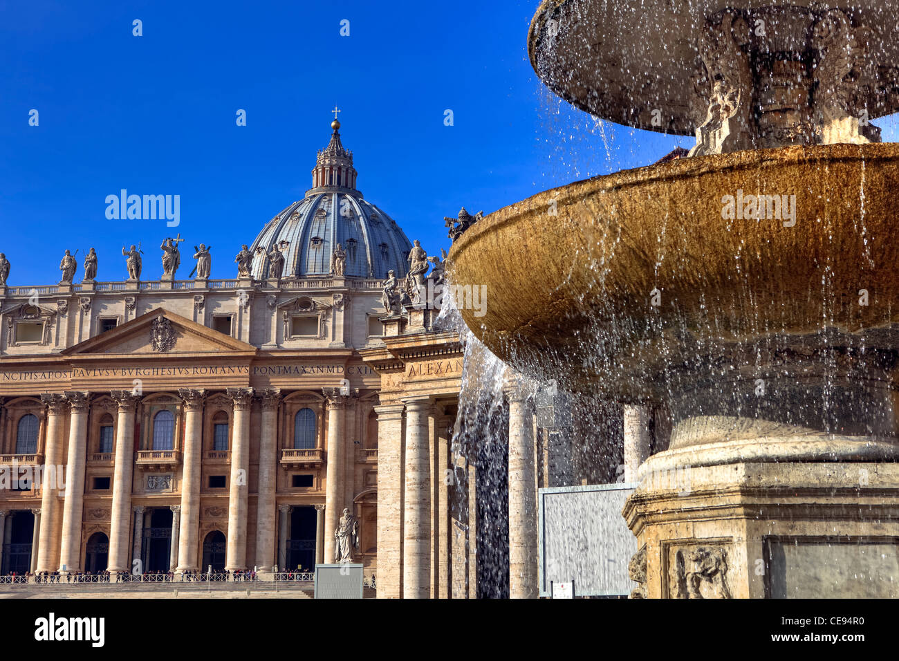 Piazza San Pietro and St. Peter's Basilica in the Vatican. Stock Photo