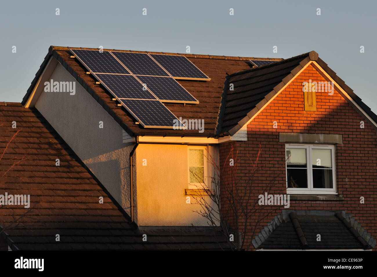 Solar panel technology on a domestic house / home in Glasgow, Scotland
