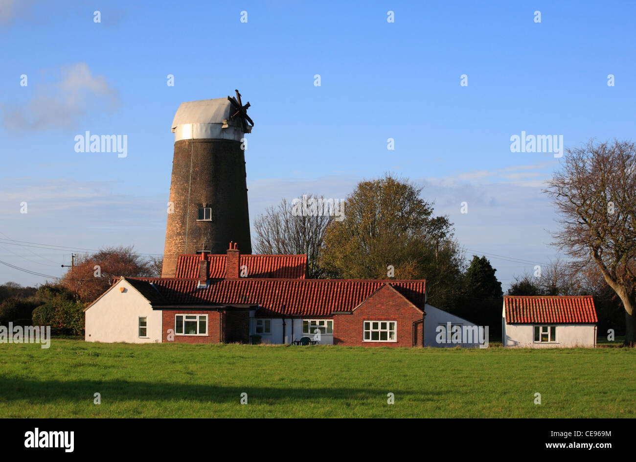 Tower Mill, disused windmill at Ringstead in Norfolk, England, UK. Stock Photo