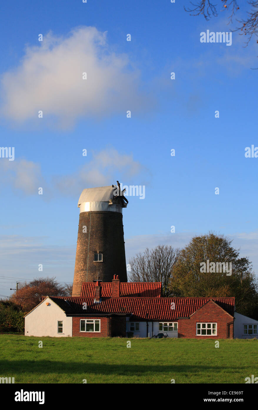 Tower Mill, disused windmill at Ringstead in Norfolk, England, UK. Stock Photo