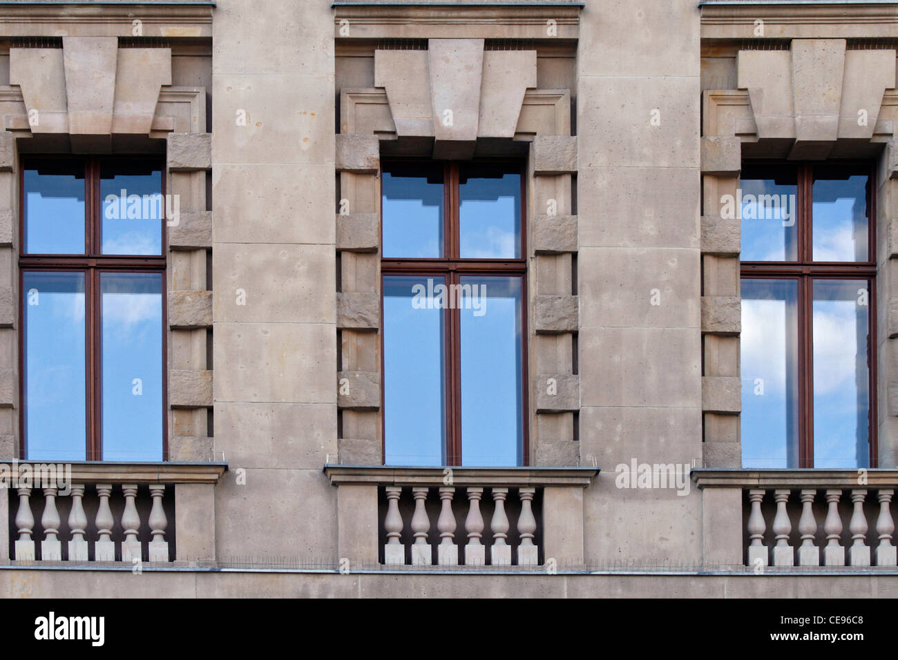 Windows of historic building, Berlin, Germany, Europe. Neo-renaissance style. Stock Photo