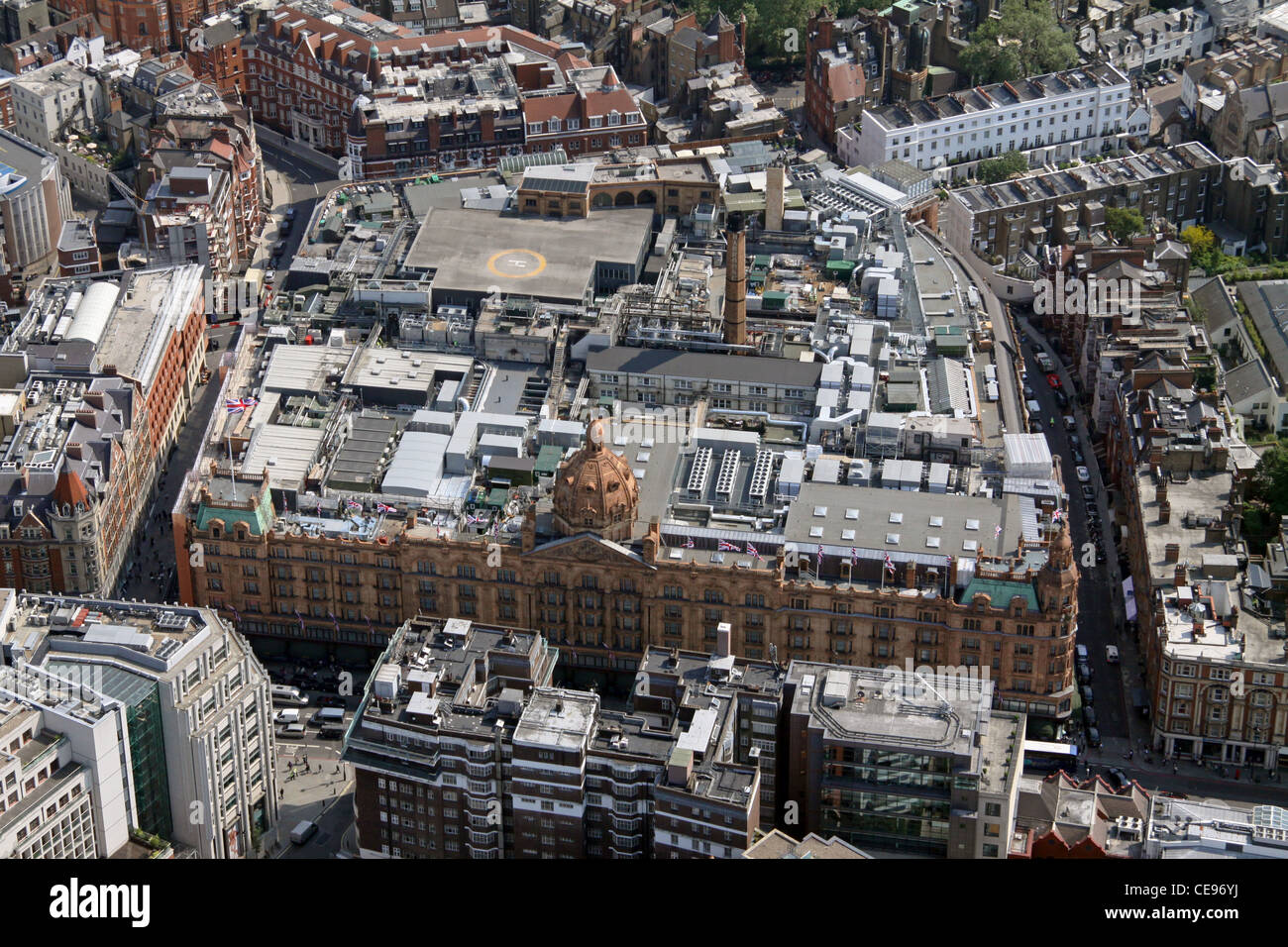 aerial view of Harrods, Knightsbridge, London Stock Photo