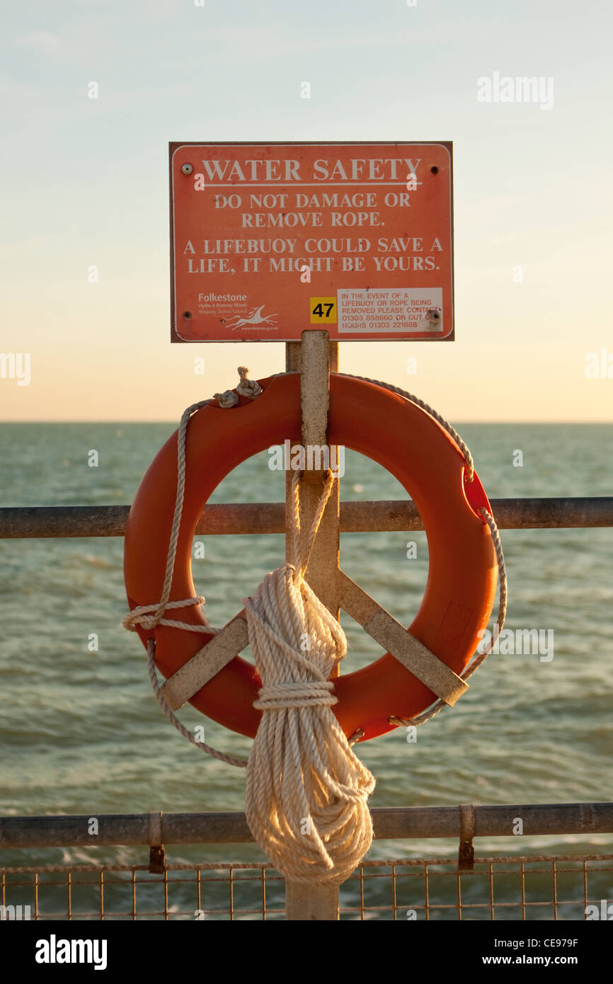 Lifebuoy with Sign on Water Safety Stock Photo Alamy