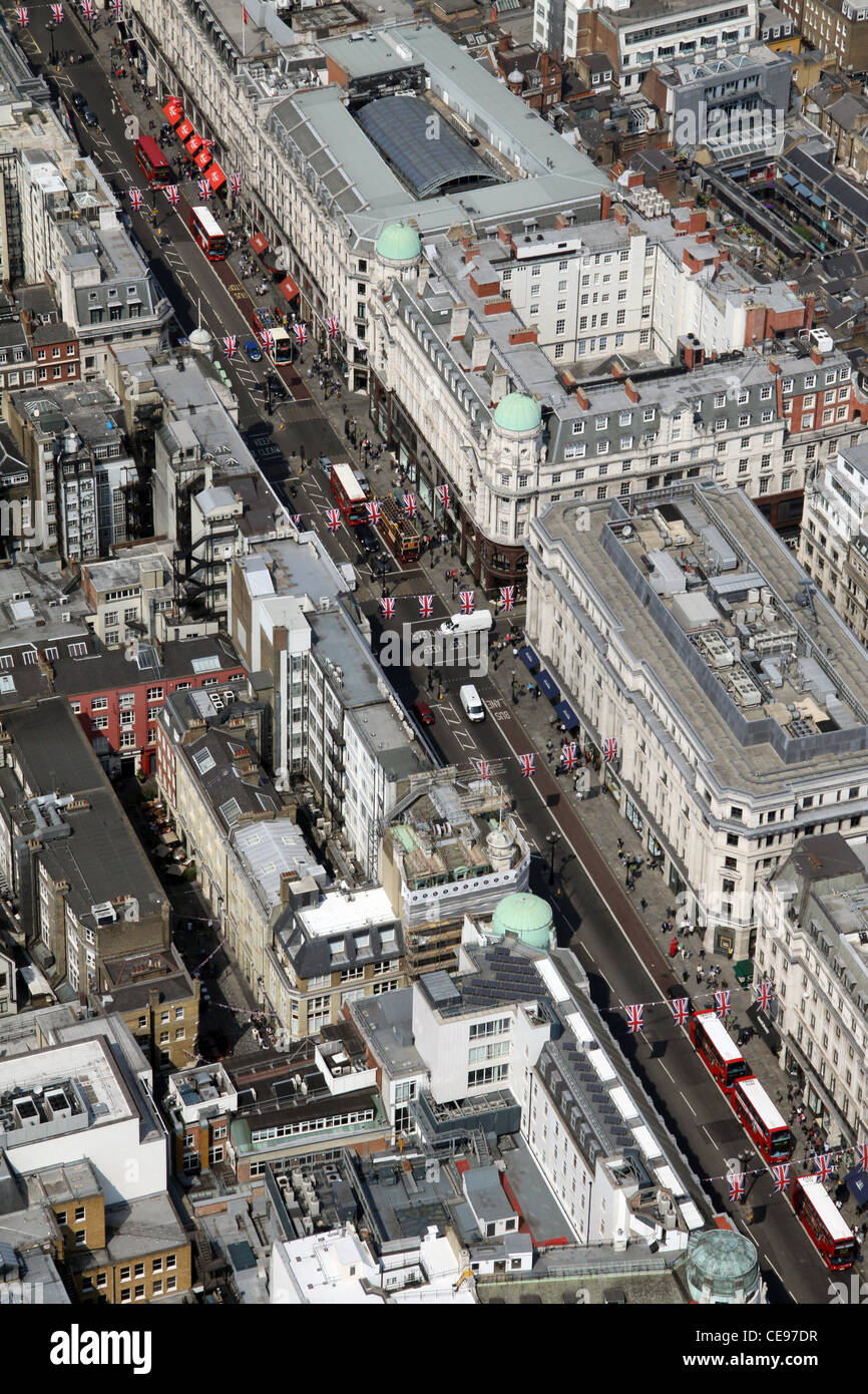 aerial view of the shops on Oxford Street, London, UK Stock Photo