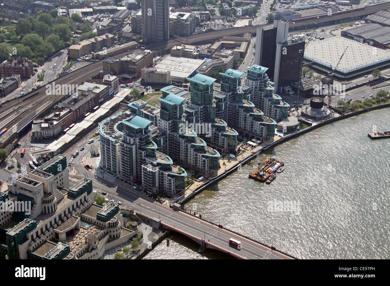 Aerial image of apartments, offices & gyms at Vauxhall Cross, South
