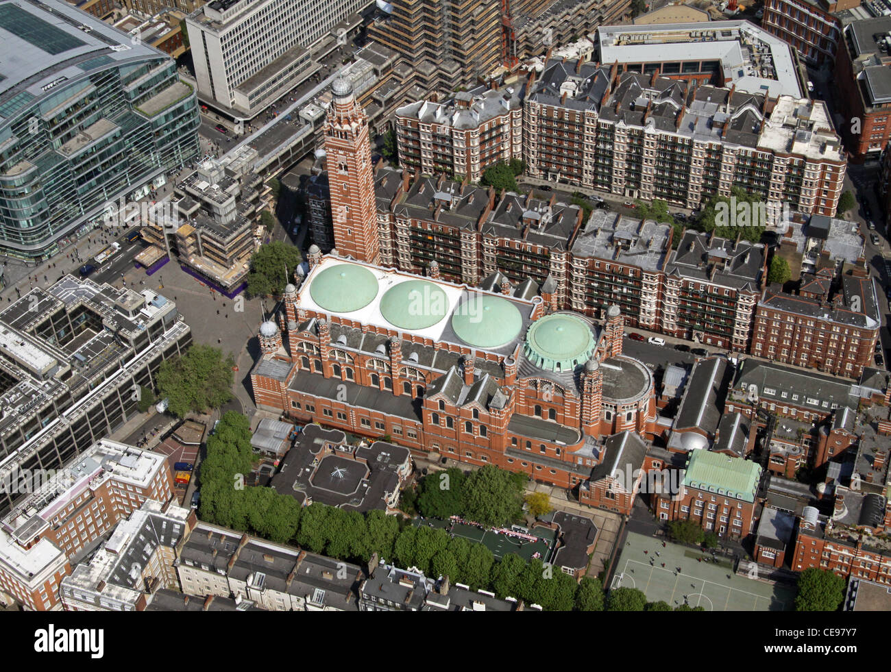 Aerial image of Westminster Cathedral, London Stock Photo