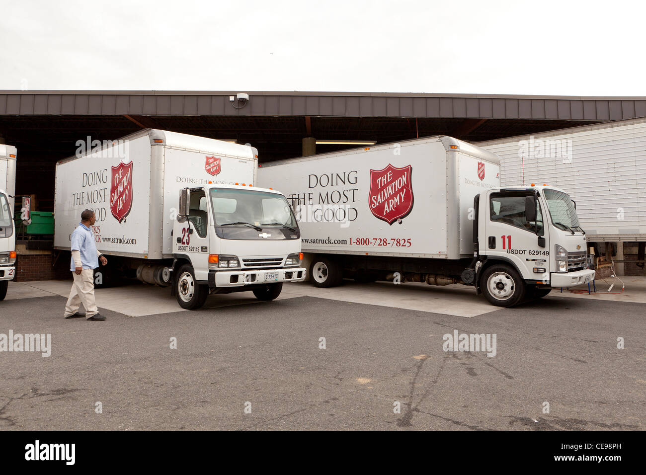 Salvation Army trucks at dock - Virginia USA Stock Photo