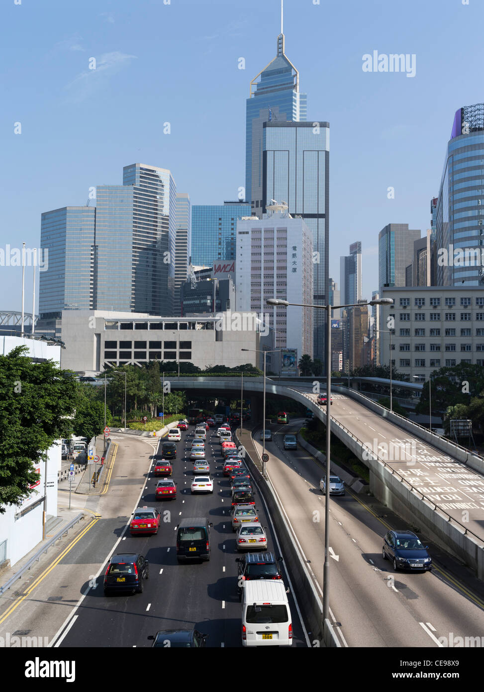 dh Gloucester Road WAN CHAI HONG KONG traffic Wanchai skyscraper cityscape city skyline china cars Stock Photo