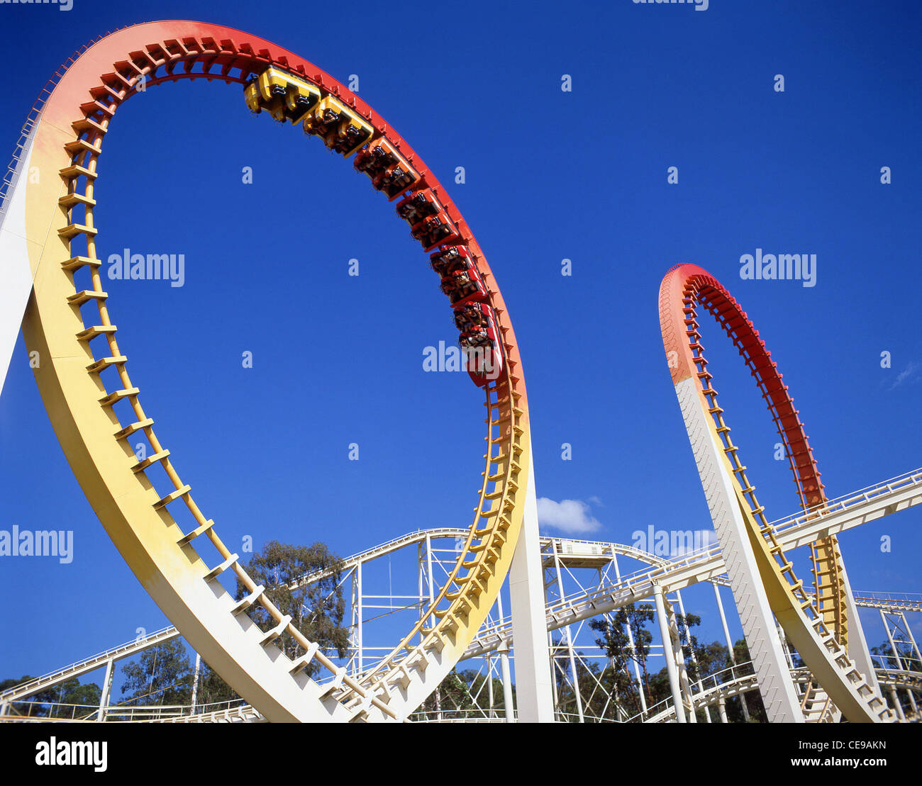 Corkscrew Rollercoaster at Sea World Theme Park, Main Beach, City of Gold Coast, Queensland, Australia Stock Photo
