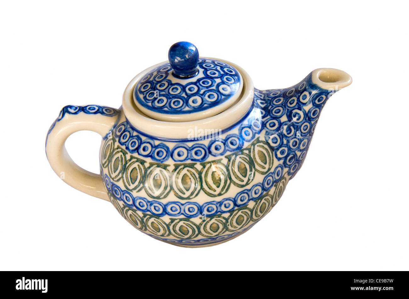 Home & Living Vintage Hand Painted Cobalt Blue Teapot Wicker Handle