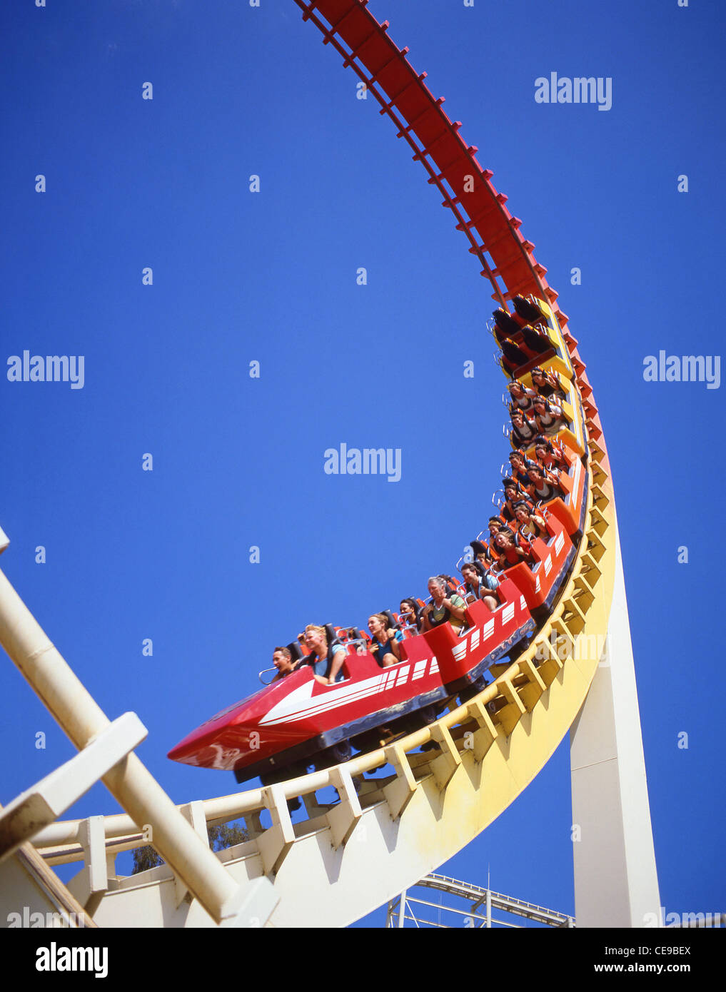 Corkscrew Rollercoaster at Sea World Theme Park, Main Beach, City of Gold Coast, Queensland, Australia Stock Photo