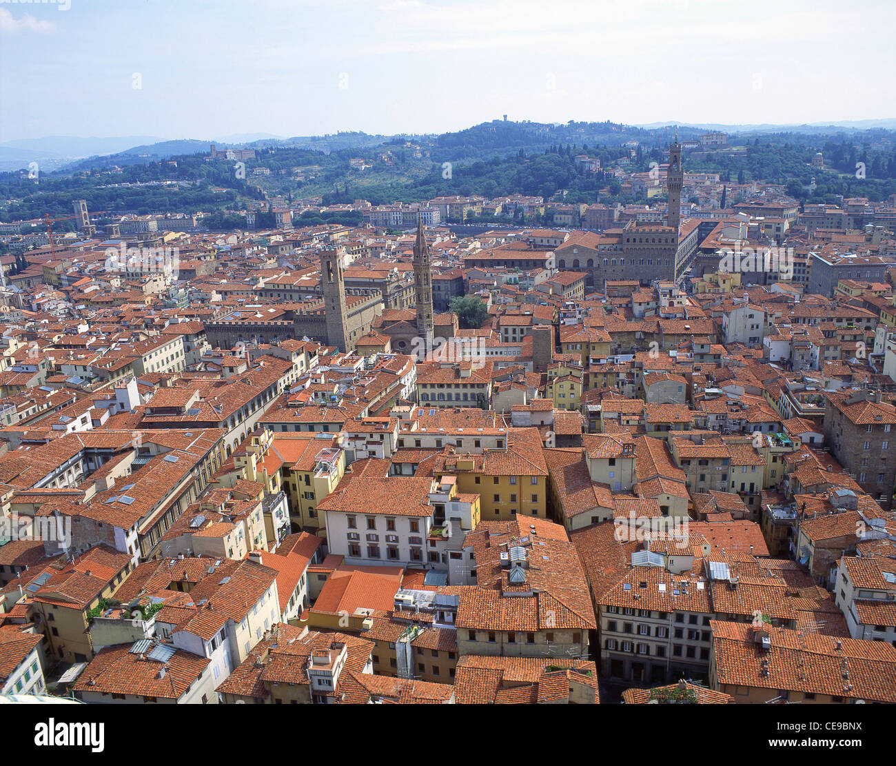 Panoramic view of Old Town from Cattedrale di Santa Maria del Fiore (Duomo), Florence (Firenze), Tuscany Region, Italy Stock Photo