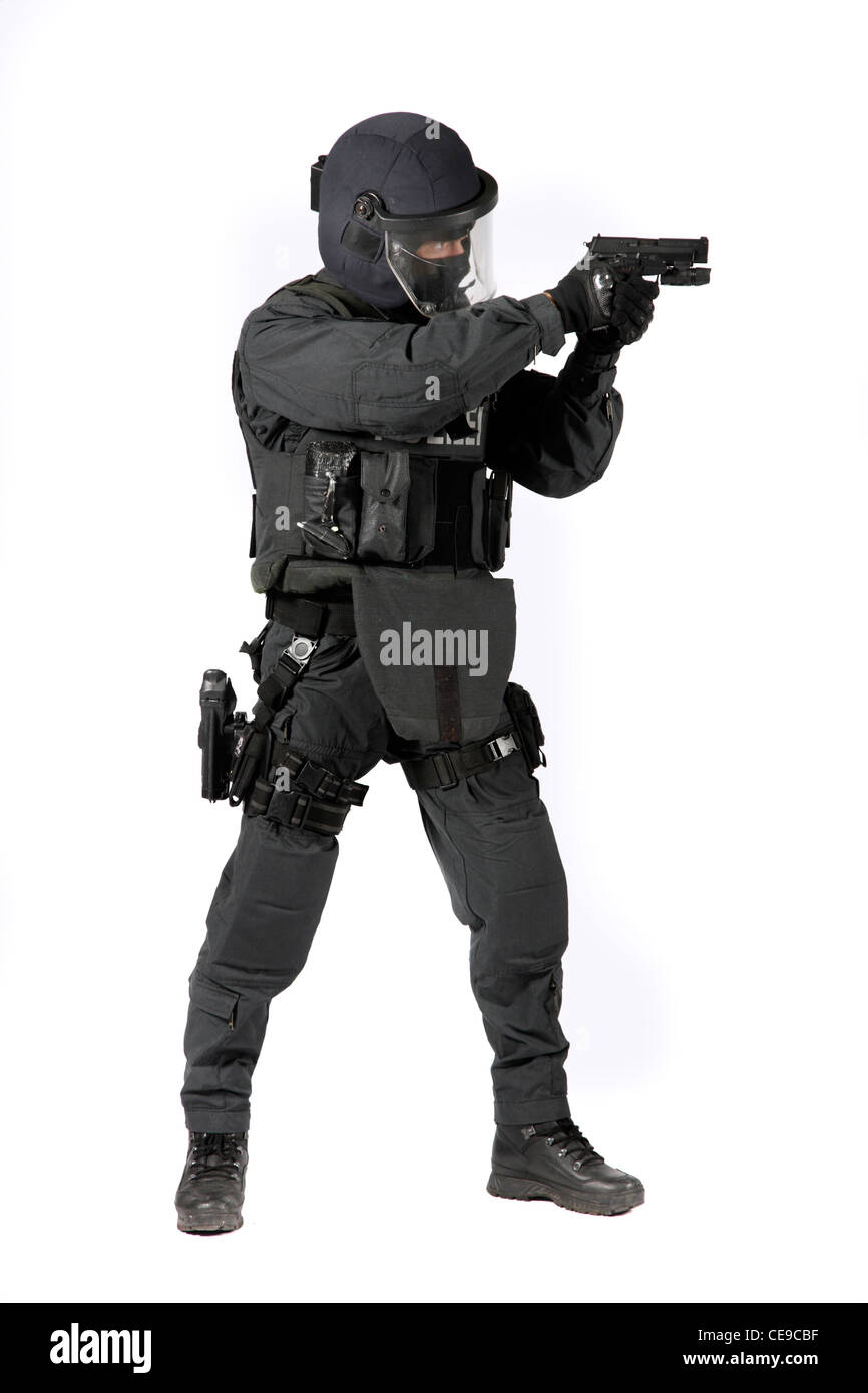 Police, SWAT Team. Police special operations unit, fights against serious crime, terrorism, hostage-takers, organized crime. Stock Photo