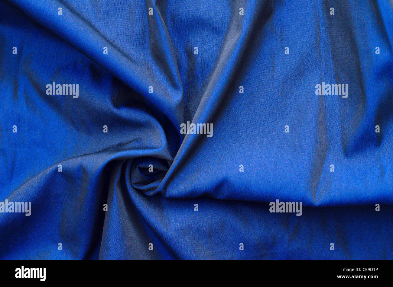 close up of blue silk textured cloth Stock Photo