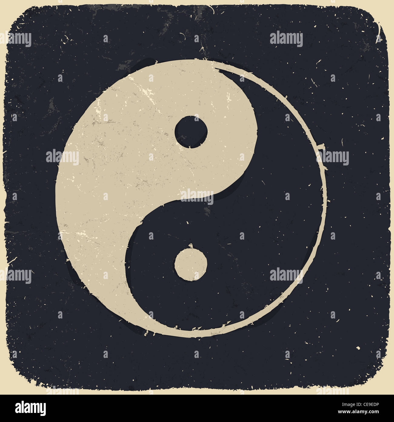 Grunge yin yang symbol background. Stock Photo