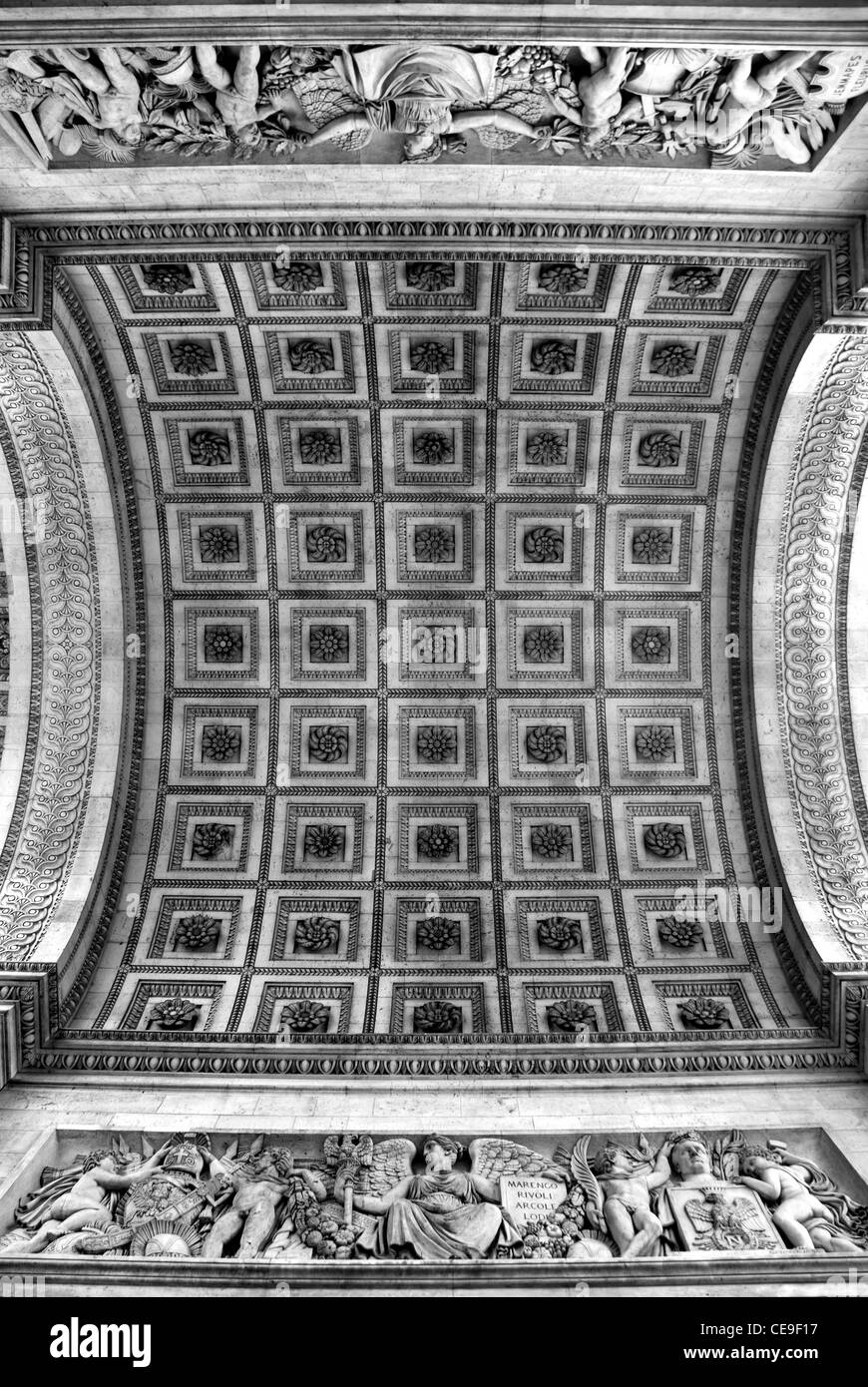 A view of the ceiling of the Arc de Triomphe, Paris, France Stock Photo