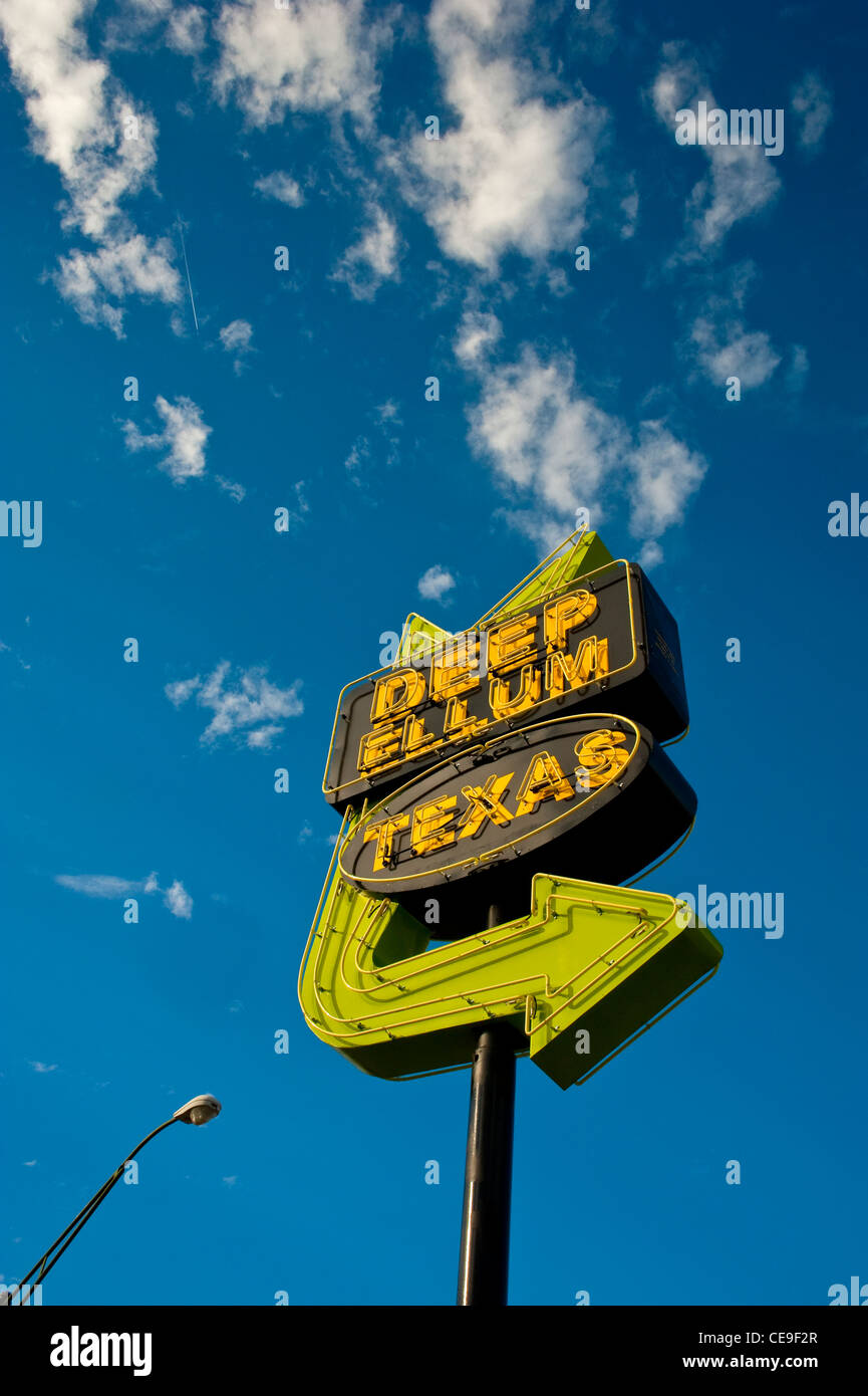 Deep Ellum neon sign Dallas, Texas USA Stock Photo