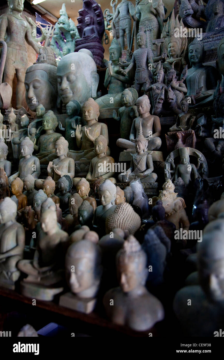 Crafts shop with souvenirs at the Russian market, Phnom Penh, Cambodia