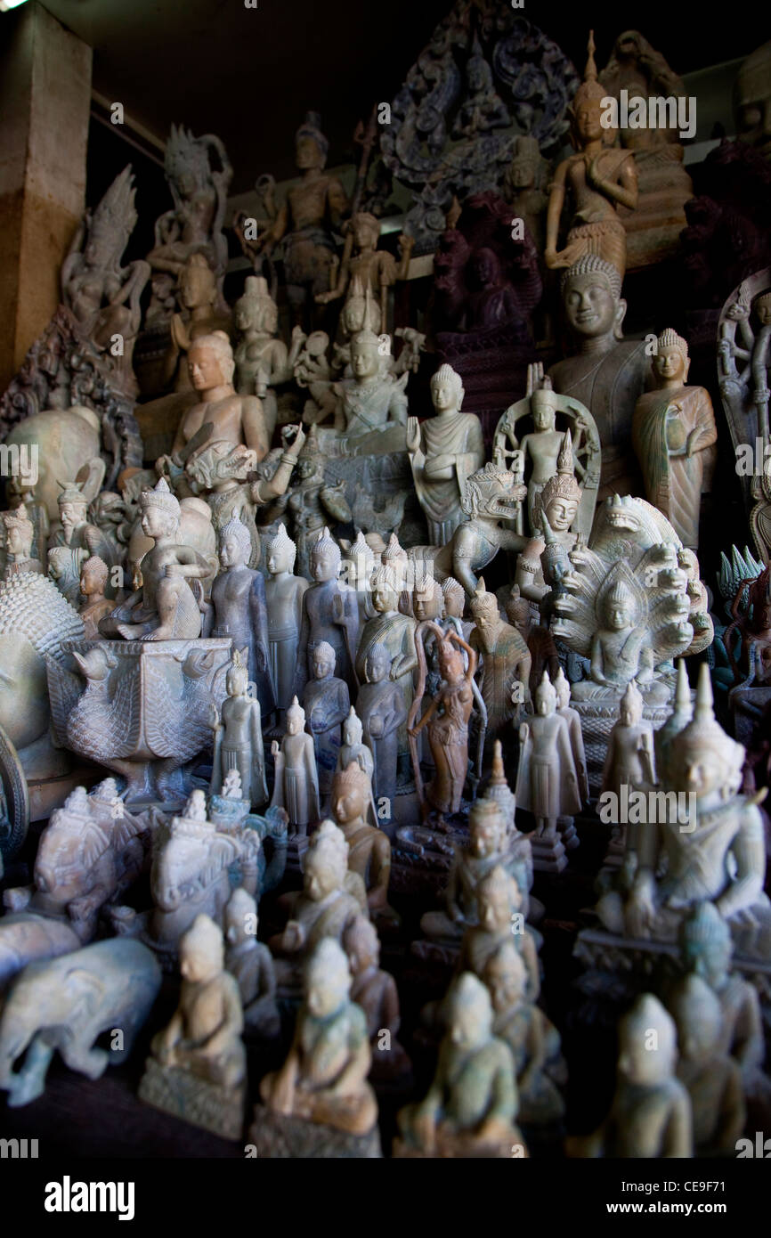 Crafts shop with souvenirs at the Russian market, Phnom Penh, Cambodia
