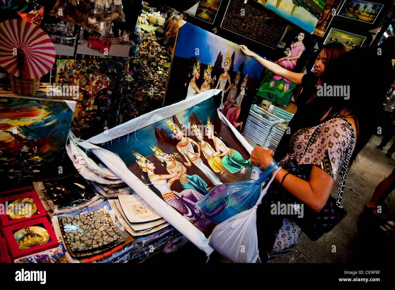 Art gallery and shop selling souvenirs and crafts at Russian market