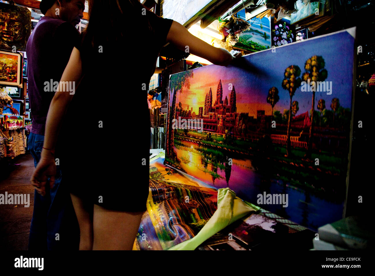 Art gallery and shop selling souvenirs and crafts at Russian market