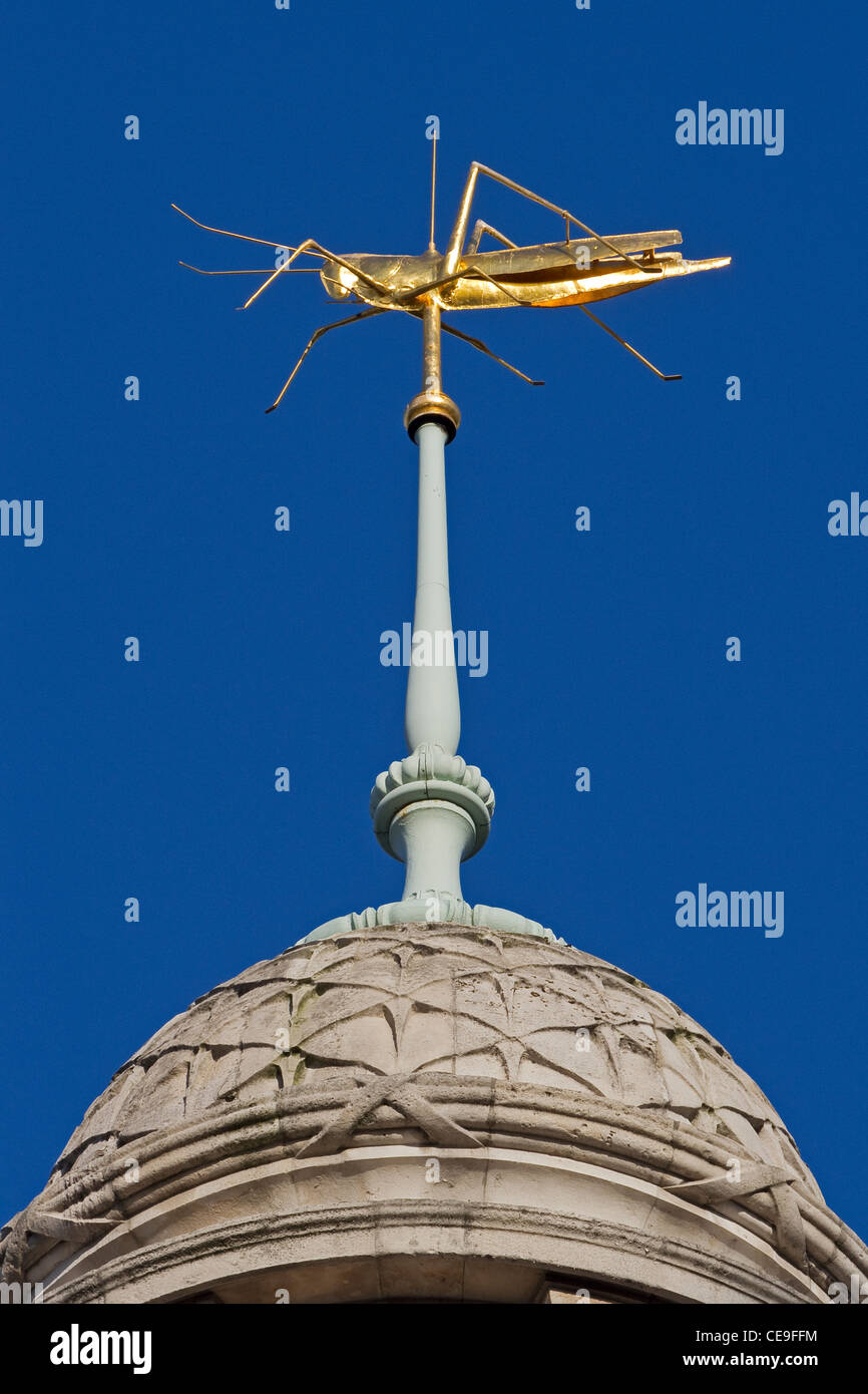 City of London The grasshopper weather vane on the Royal Exchange January 2012 Stock Photo