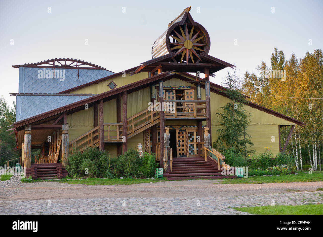 Russia, Leningrad Region, Podporozhsky. In Mandrogi, a crafts village on the Svir river. Stock Photo