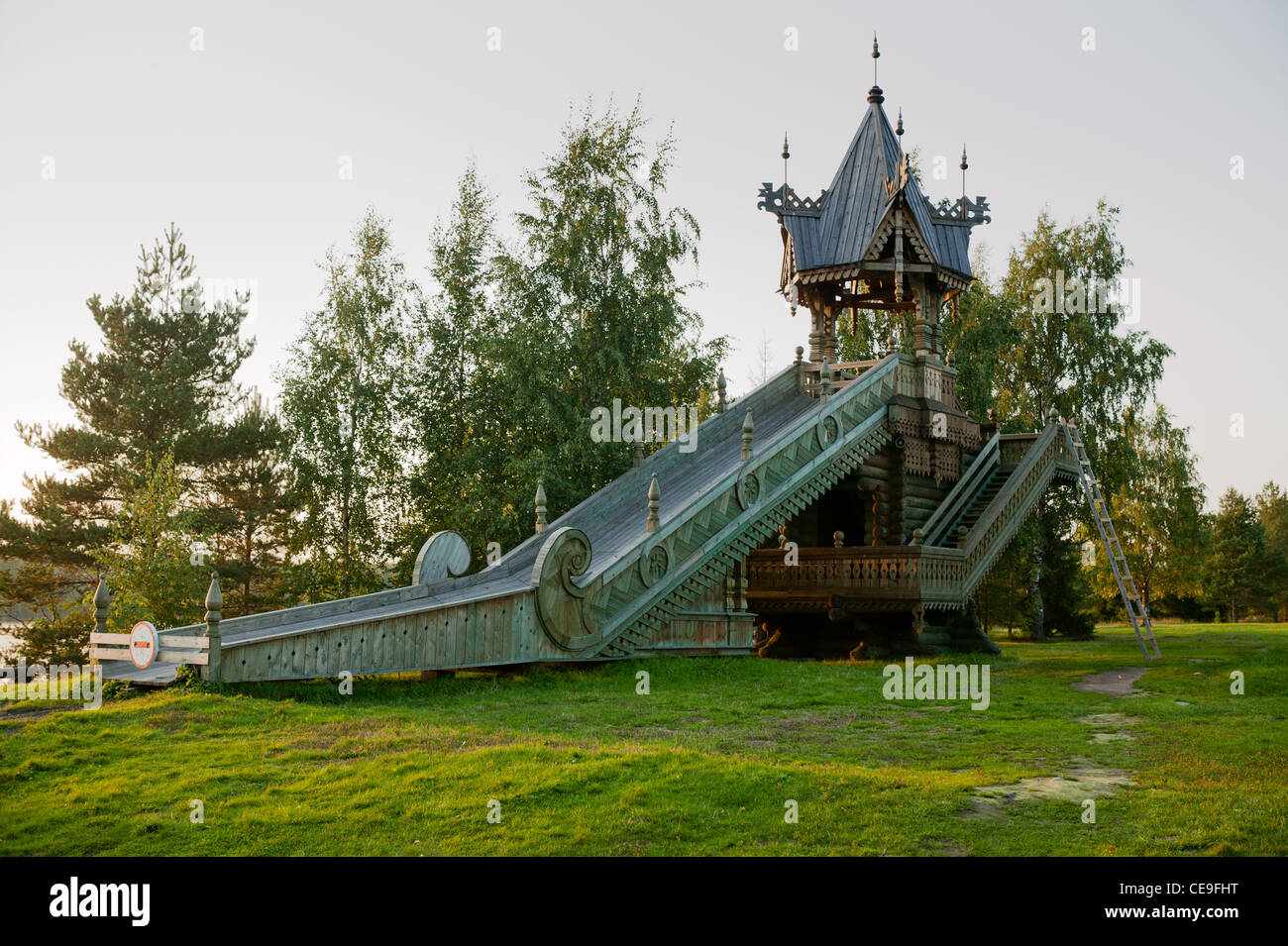 Russia, Leningrad Region, Podporozhsky. In Mandrogi, a crafts village on the Svir river. Stock Photo