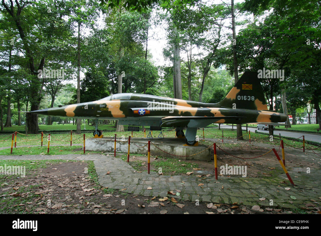 South Vietnam Air Force F-5 fighter jet on display near the Reunification Palace in Ho Chi Minh city, Vietnam Stock Photo