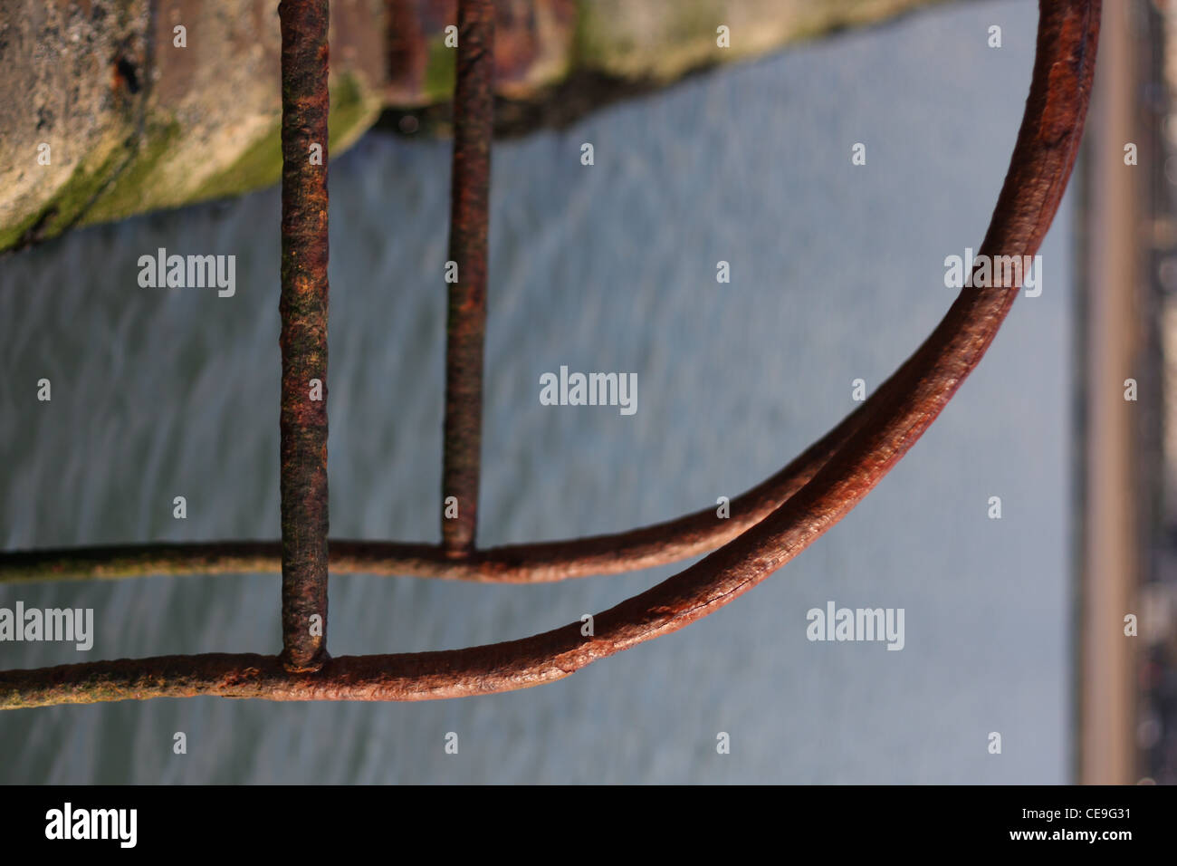 Old rusty ladder on tidal pool in Margate Stock Photo