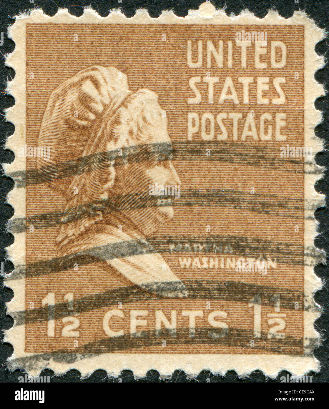 A stamp printed in the USA, shows Martha Washington wife of the first U