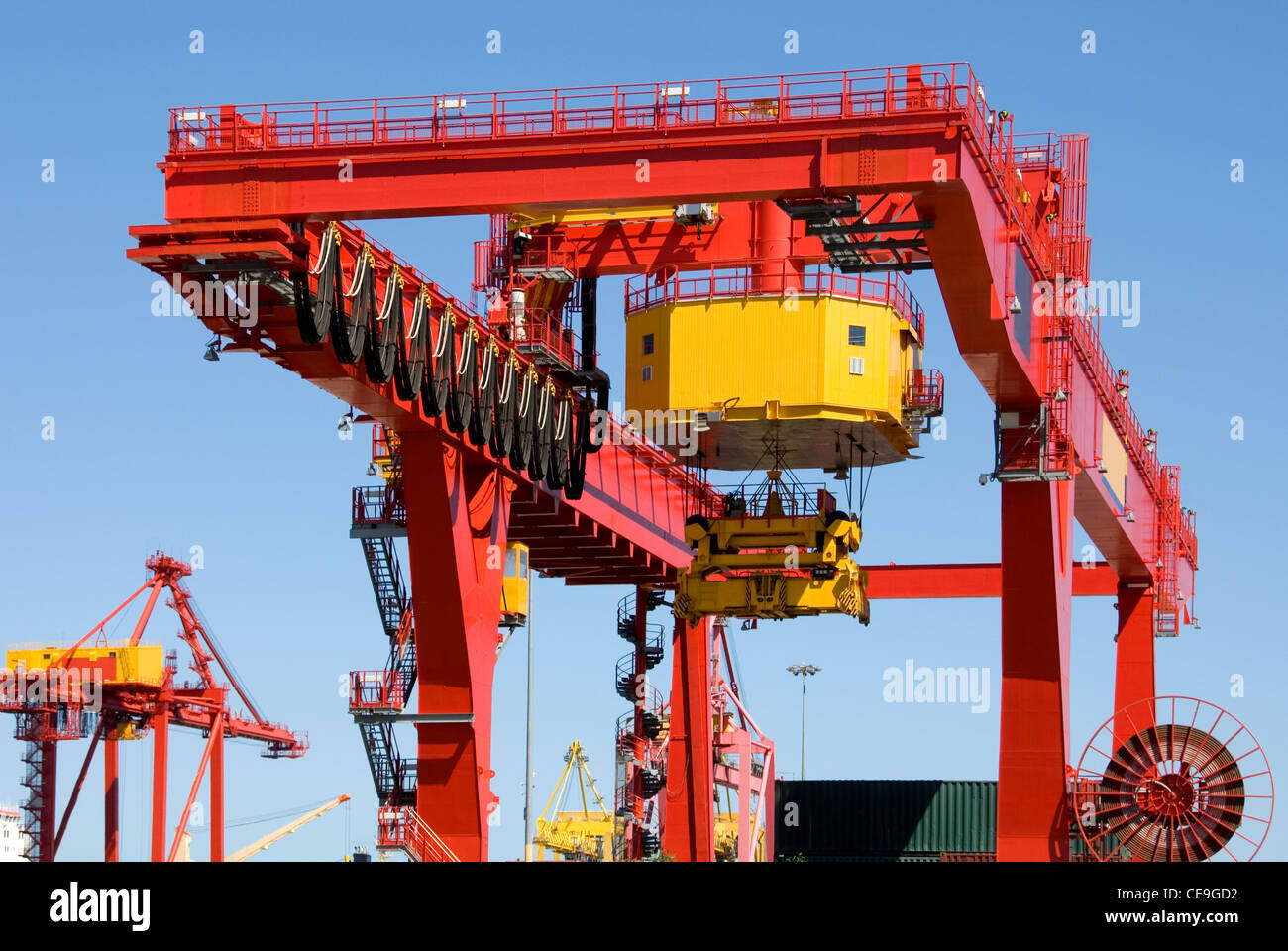 An overhead crane at a container terminal in Sydney, Australia Stock