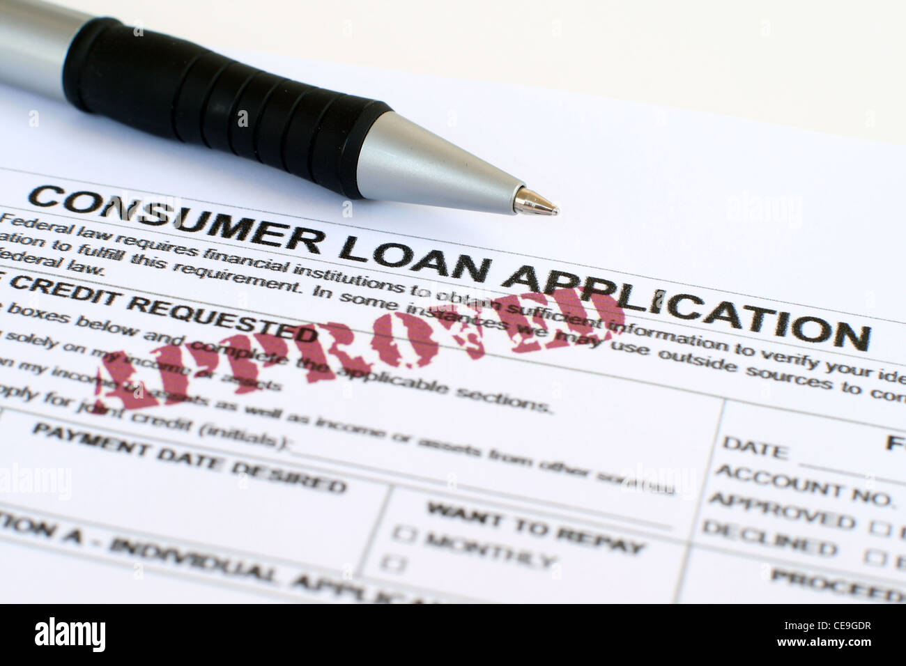 consumer loan application Stock Photo - Alamy